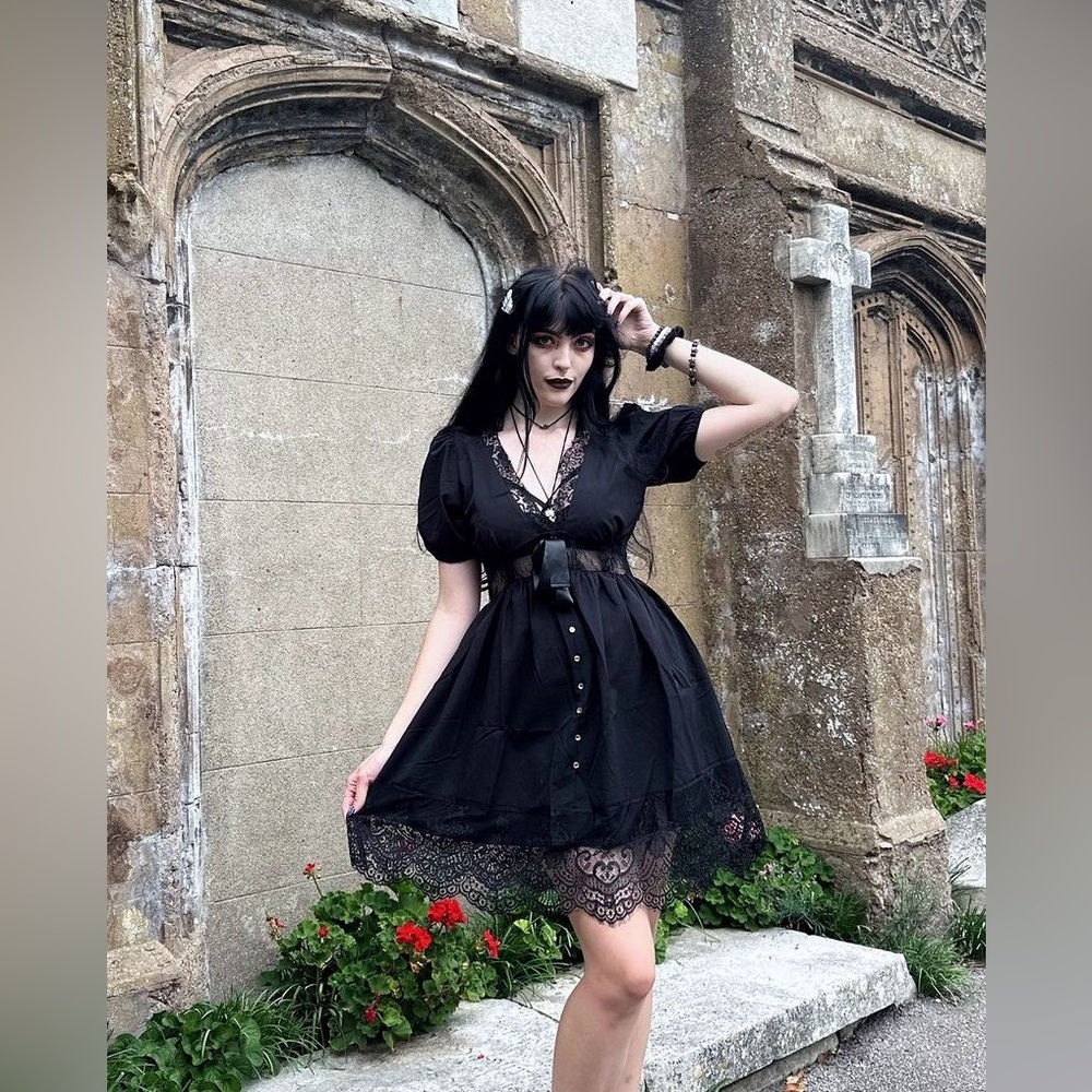NWT Disturbia Mortuary Lace Button Up Mini Dress US 14 / UK 18 - Picture 10 of 12